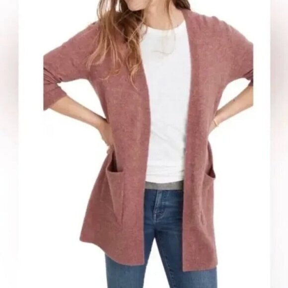 Madewell Sweaters - MADEWELL Kent Cardigan Sweater Mauve Rose Pink Open Wool Alpaca Long Sweater L